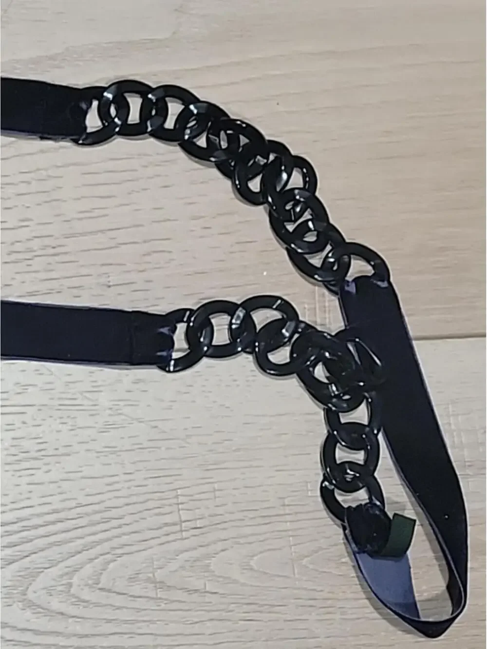 J Crew Tie Belt Navy Black Velvet And Plastic Chains LENGTH 75" Fashionable - Picture 2 of 8